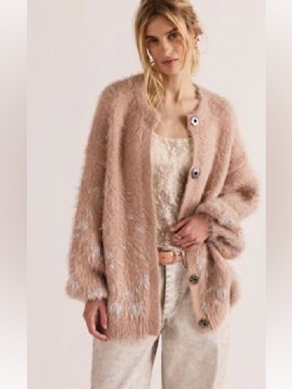 Free People fuzzy knit cardigan